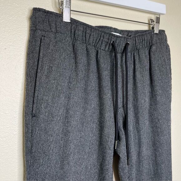Pacsun Elastic Herringbone Trouser Tie Waist Charcoal Slim Pant Men Size Medium - Picture 2 of 14